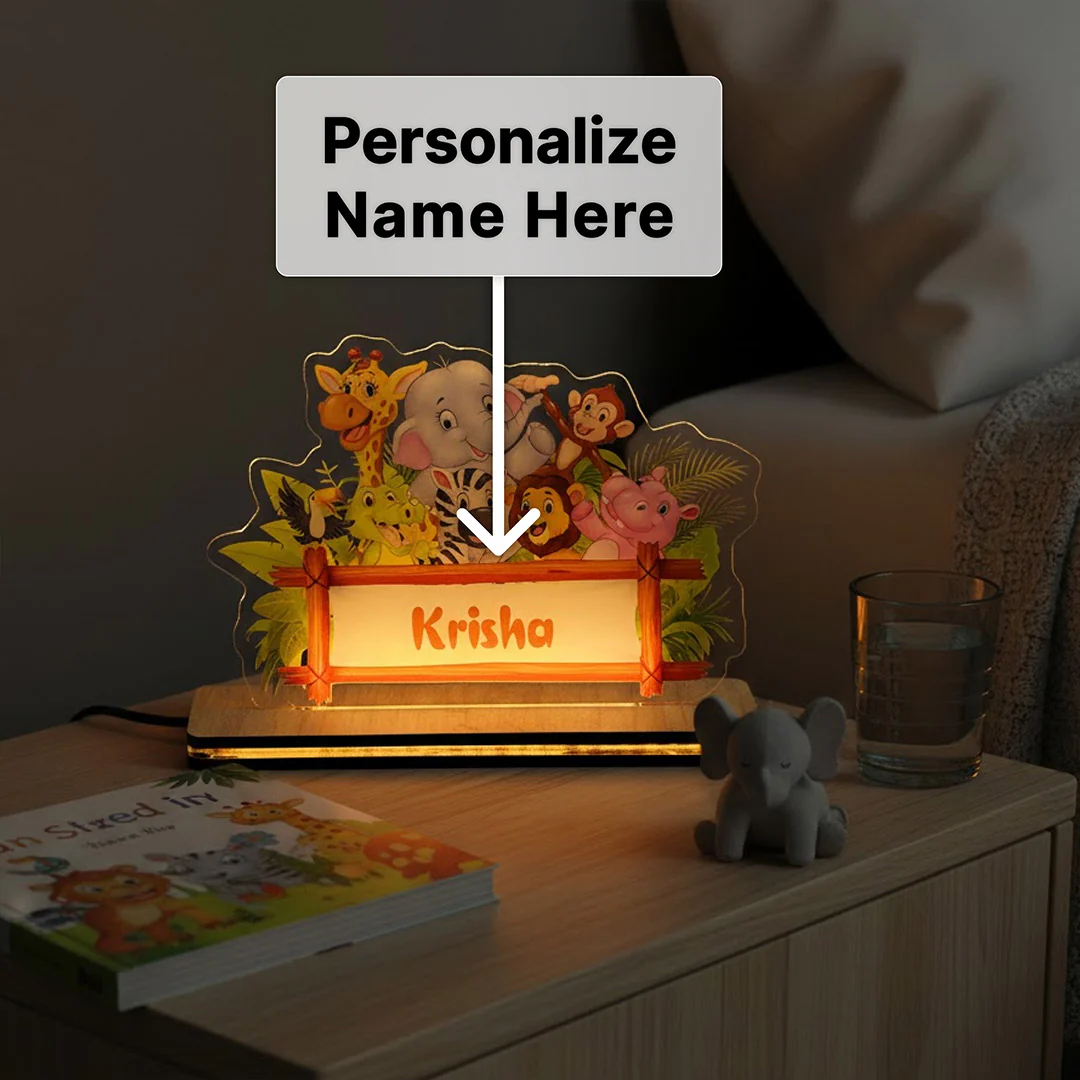 Kids Jungle Theme LED Name Lamp (8×5") - Image 3