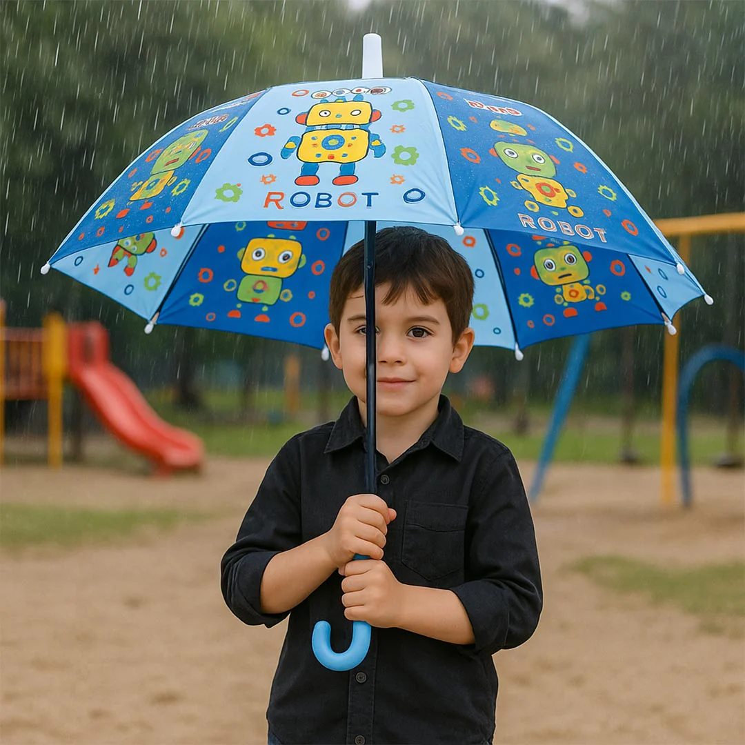 Kids Umbrella with Name Print – Blue