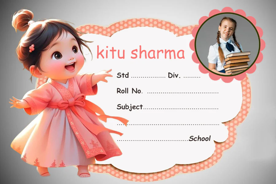 Korean Girl  Personalised  Notebook Name Slips|12x18" Sheet with 36 Labels