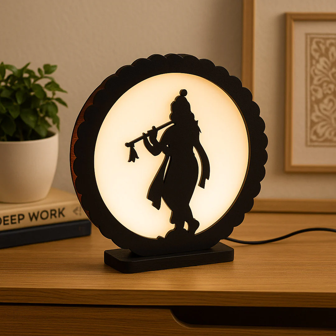 Krishna Silhouette LED Night Lamp-8x8" - Image 2