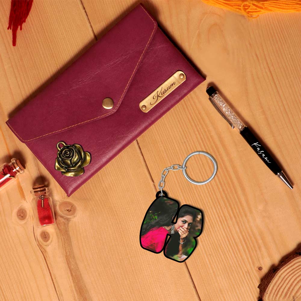Ladies Clutches with Keychain and Pen- Raksha Bandhan Gift - Image 5