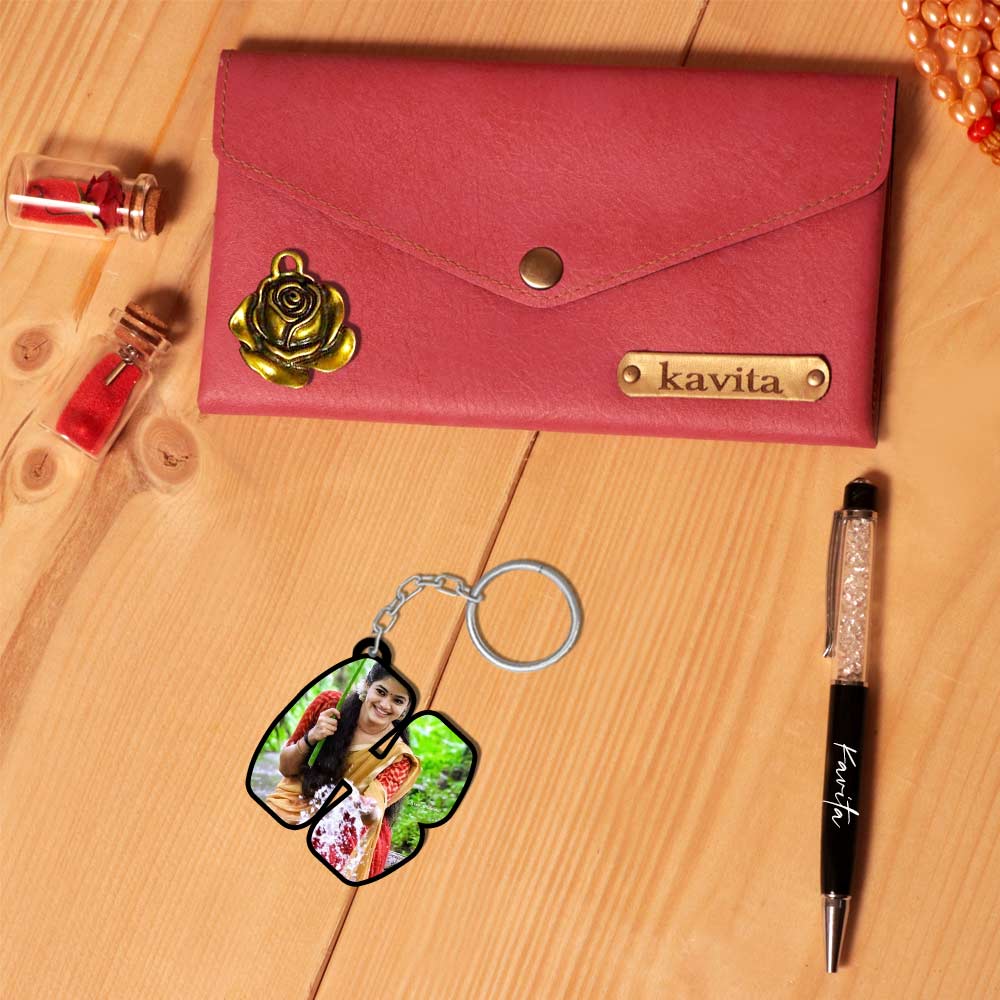 Ladies Clutches with Keychain and Pen- Raksha Bandhan Gift - Image 7