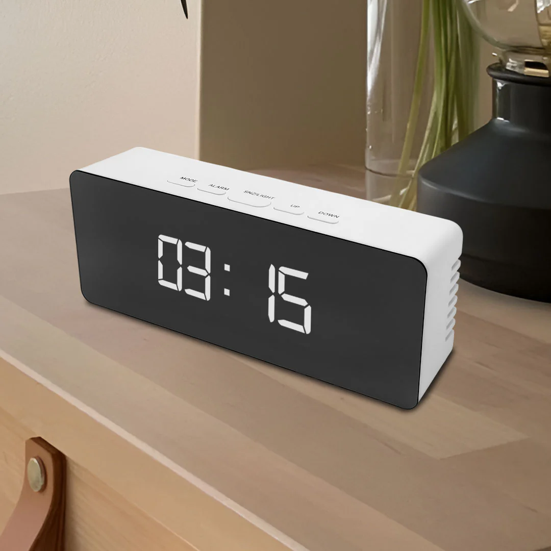 Led Digital Mirror Alarm Desktop Clock With Temperature Display - Image 5