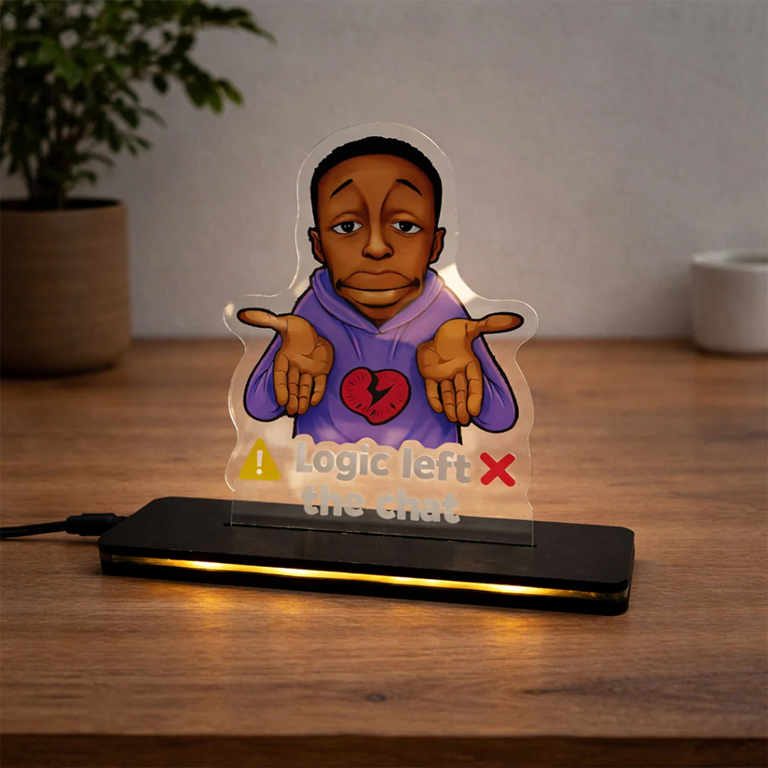 Logic Left The Chat LED Acrylic Lamp – Funny Meme Table Decor (7x5 ")