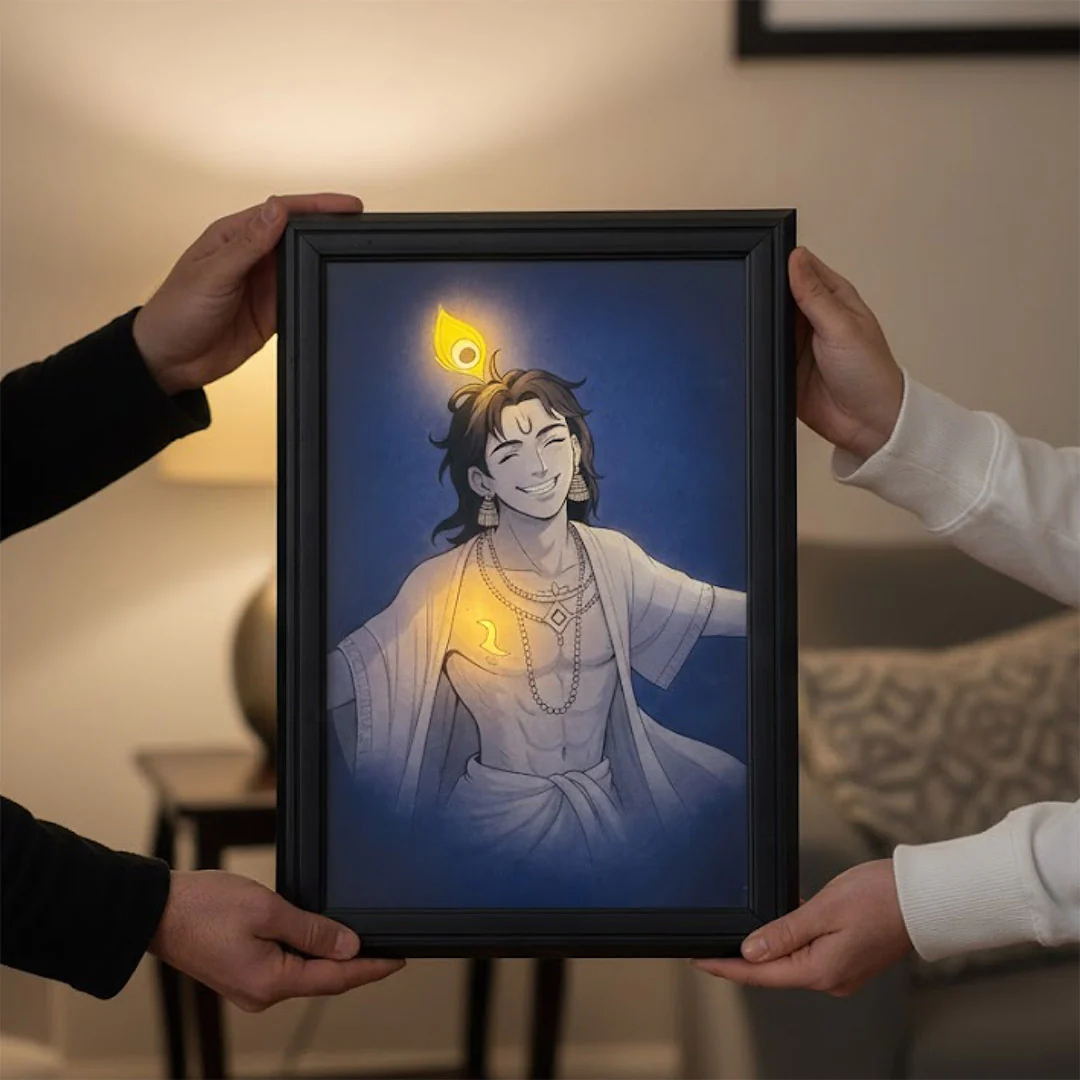 Lord Krishna LED Wall Frame with Real Glow (8×12") - Image 5