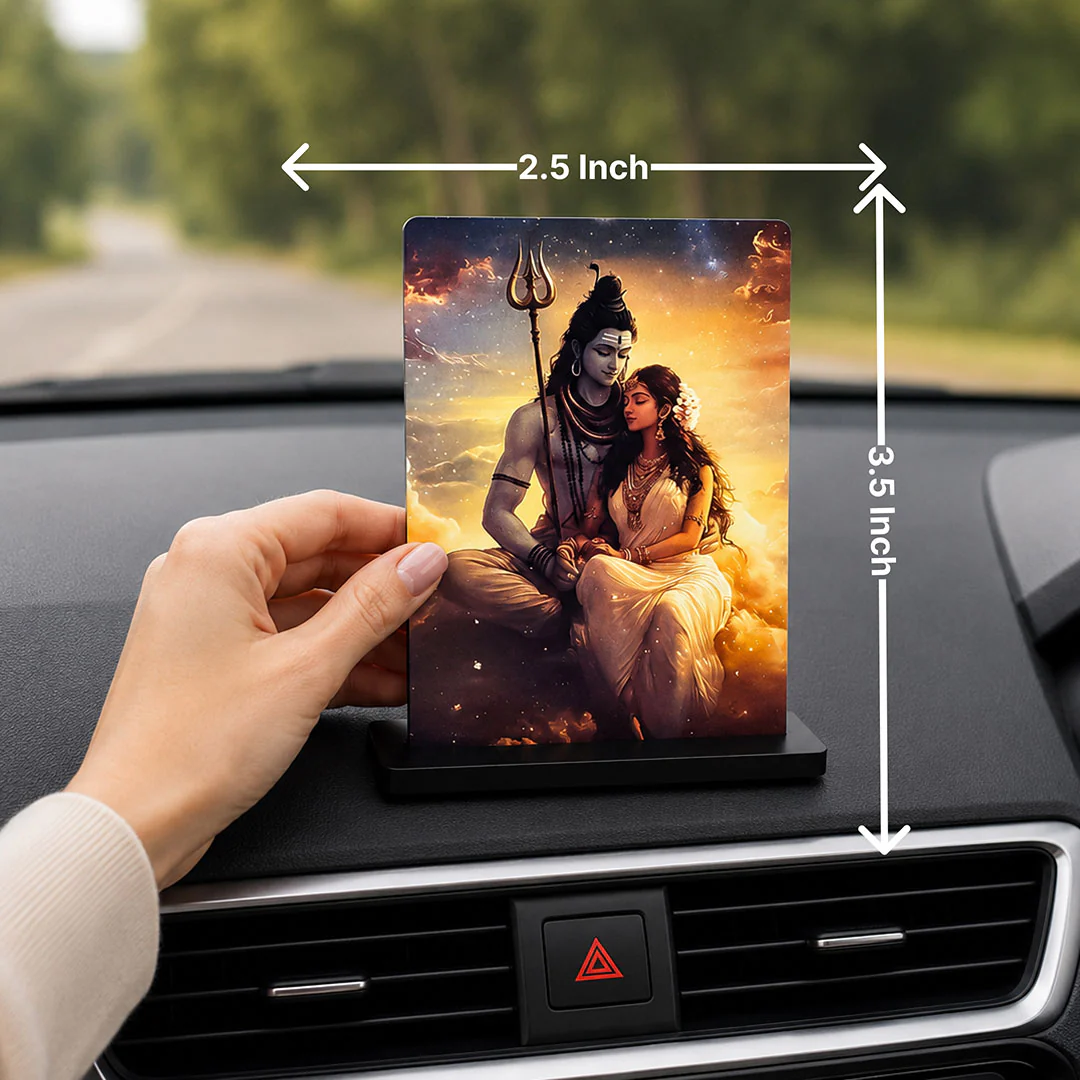Lord Shiva & Parvati Acrylic Car Dashboard-2.5x3.5" - Image 2