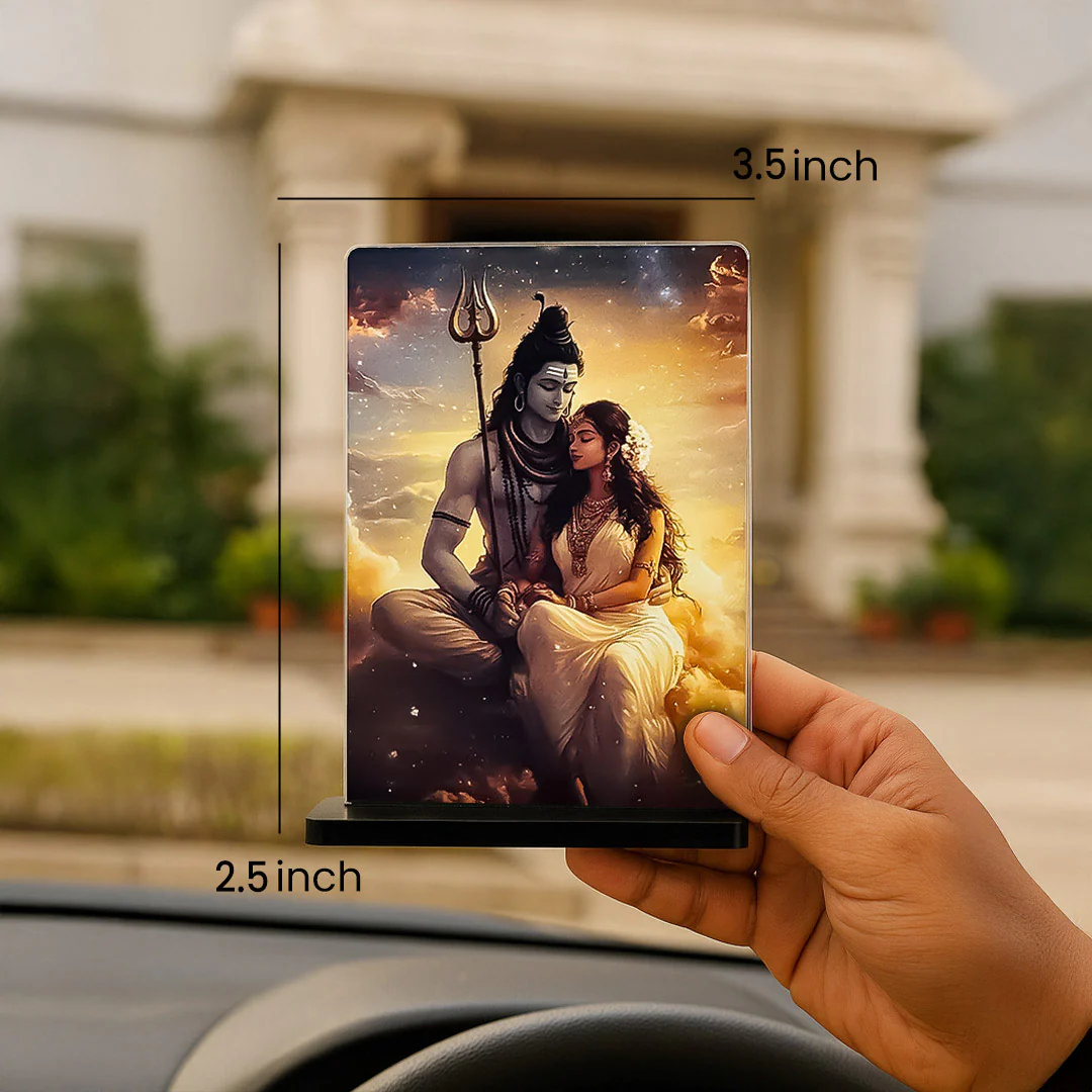 Lord Shiva & Parvati Acrylic Car Dashboard-2.5x3.5" - Image 4