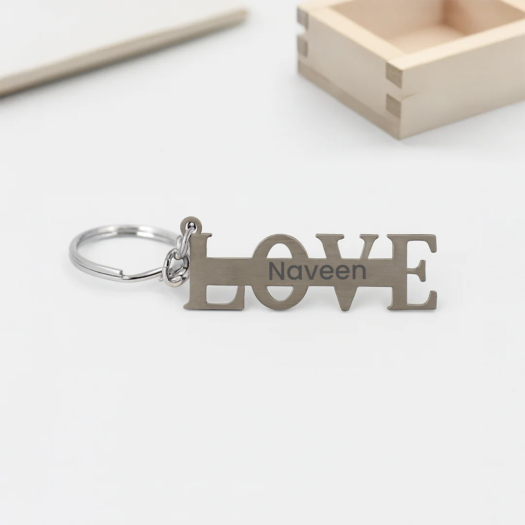 LOVE Metal Keychain with Name - Image 4