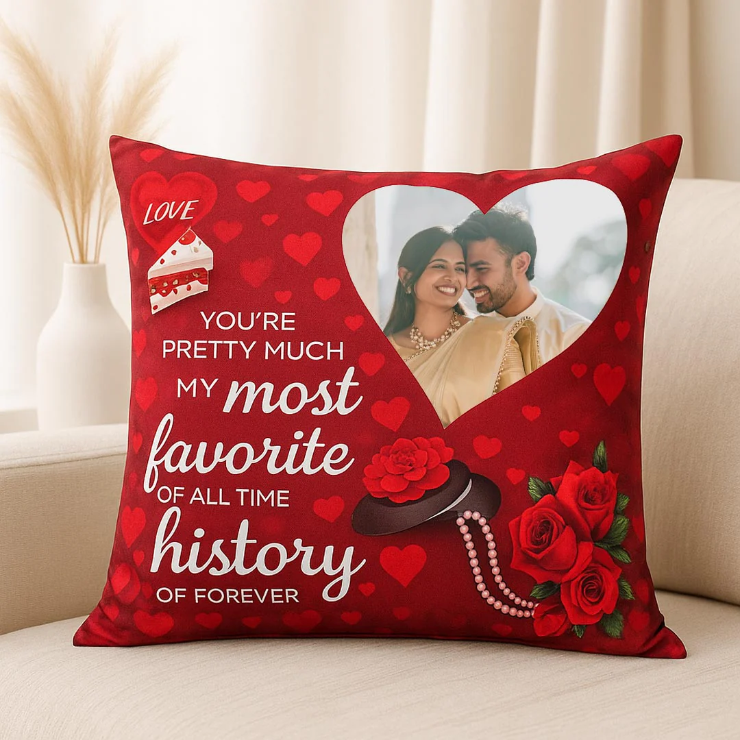 Love Personalized Red Photo Cushion