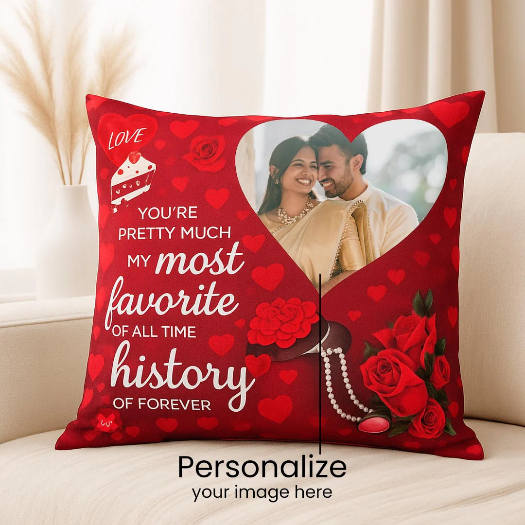 Love Personalized Red Photo Cushion - Image 2