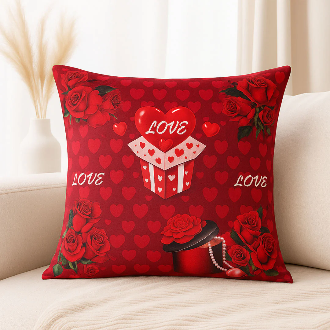 Love Personalized Red Photo Cushion - Image 3