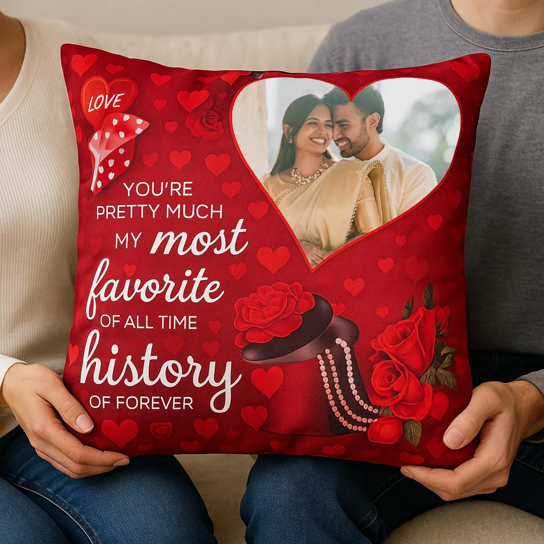 Love Personalized Red Photo Cushion - Image 4