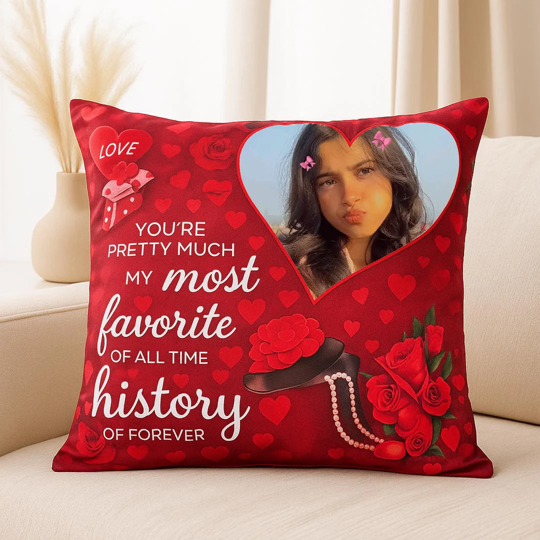 Love Personalized Red Photo Cushion - Image 5
