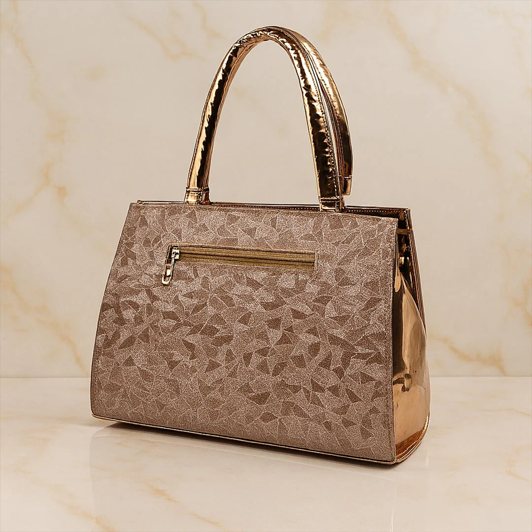 Luxury Women’s Handbag – Gold Embellished Floral Brooch Design - Image 2