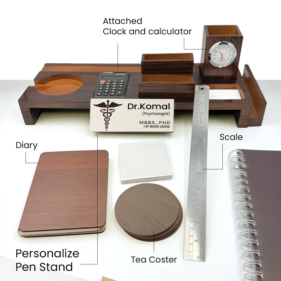 Luxury Wooden Office Desk Organizer Set