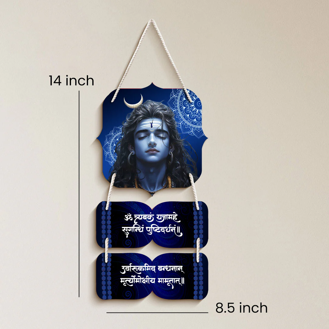 Mahadev Wooden Wall Hanging | Om Tryambakam Mantra | 9×14" - Image 3