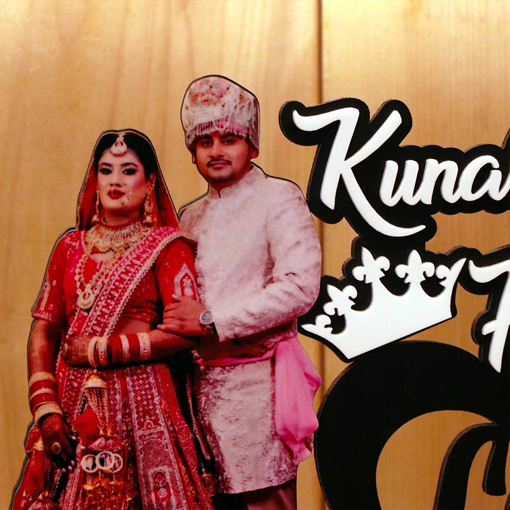 Married Couple Neon LED Photo Wooden Table Top - Image 4