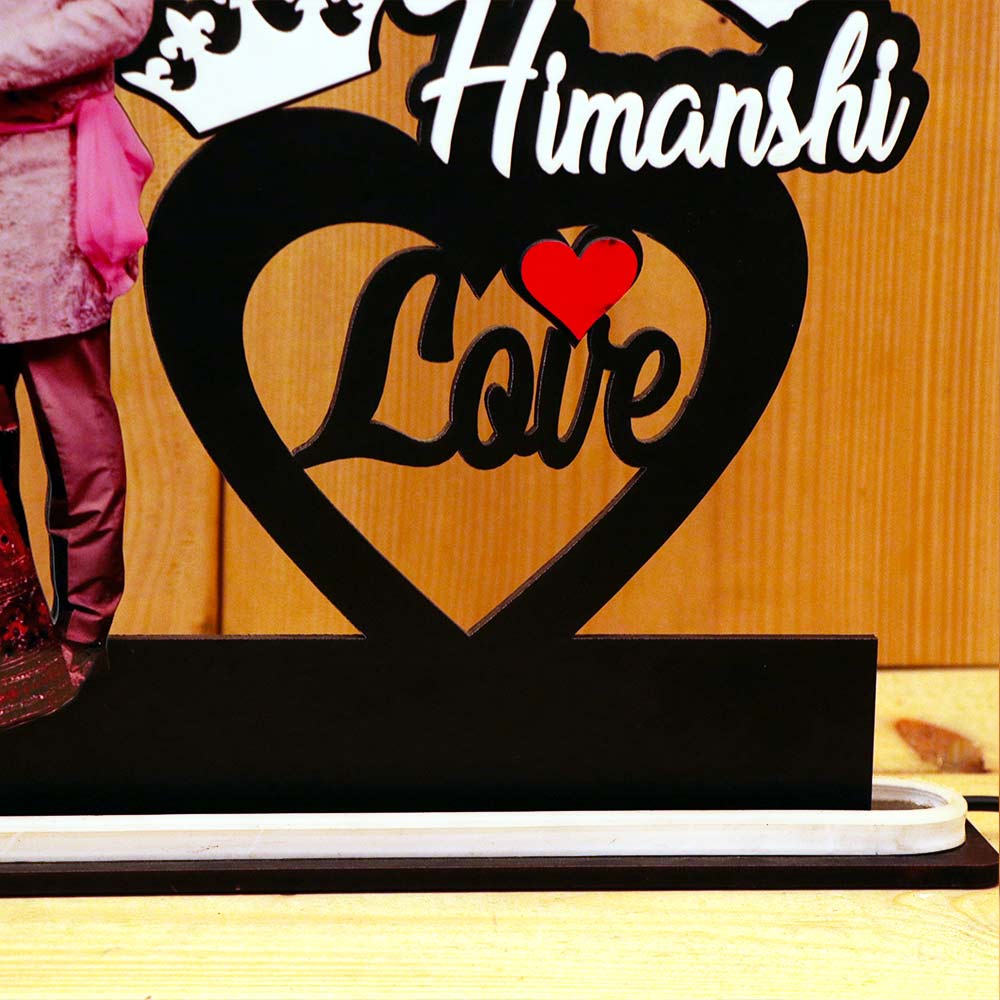 Married Couple Neon LED Photo Wooden Table Top - Image 6