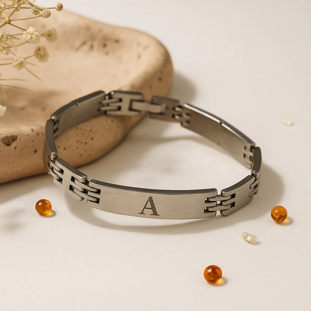 Matte Silver Personalized Initial Bracelet - Image 4