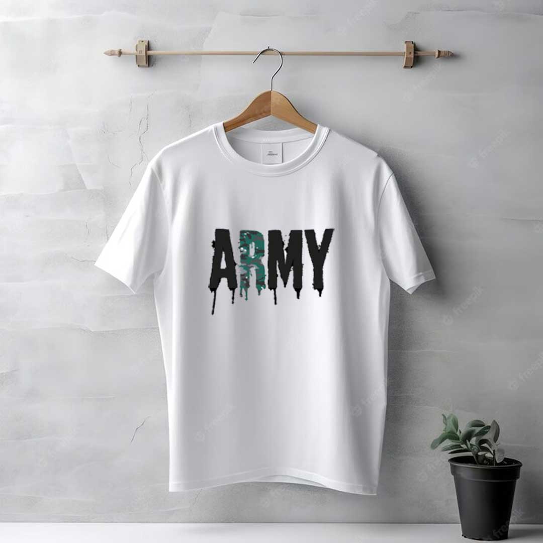 Men's White Army T-Shirt - Image 2