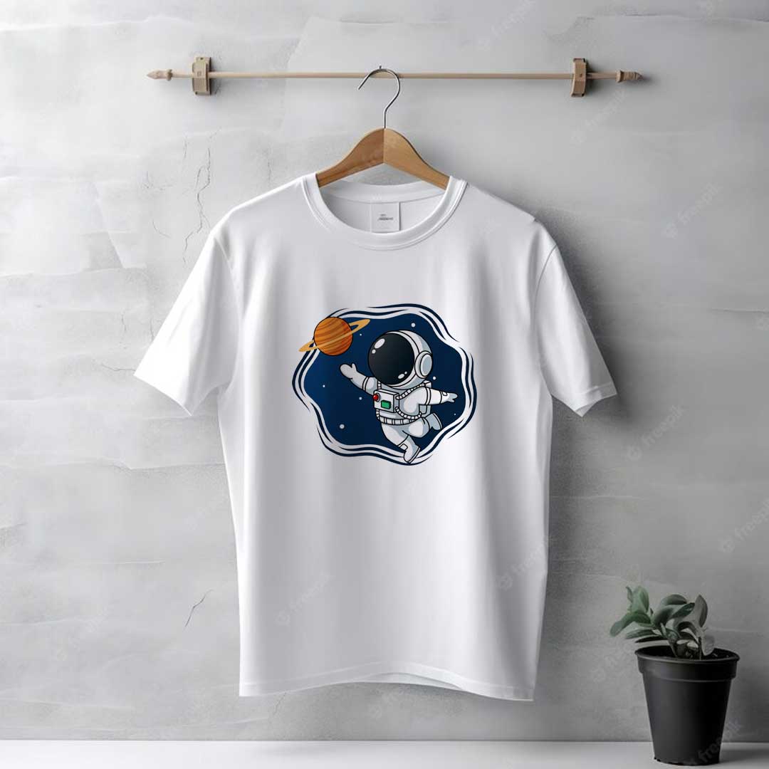 Men's White Astronaut T-Shirt - Image 2