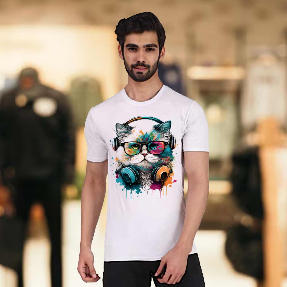 Men's White Cool Cat T-Shirt
