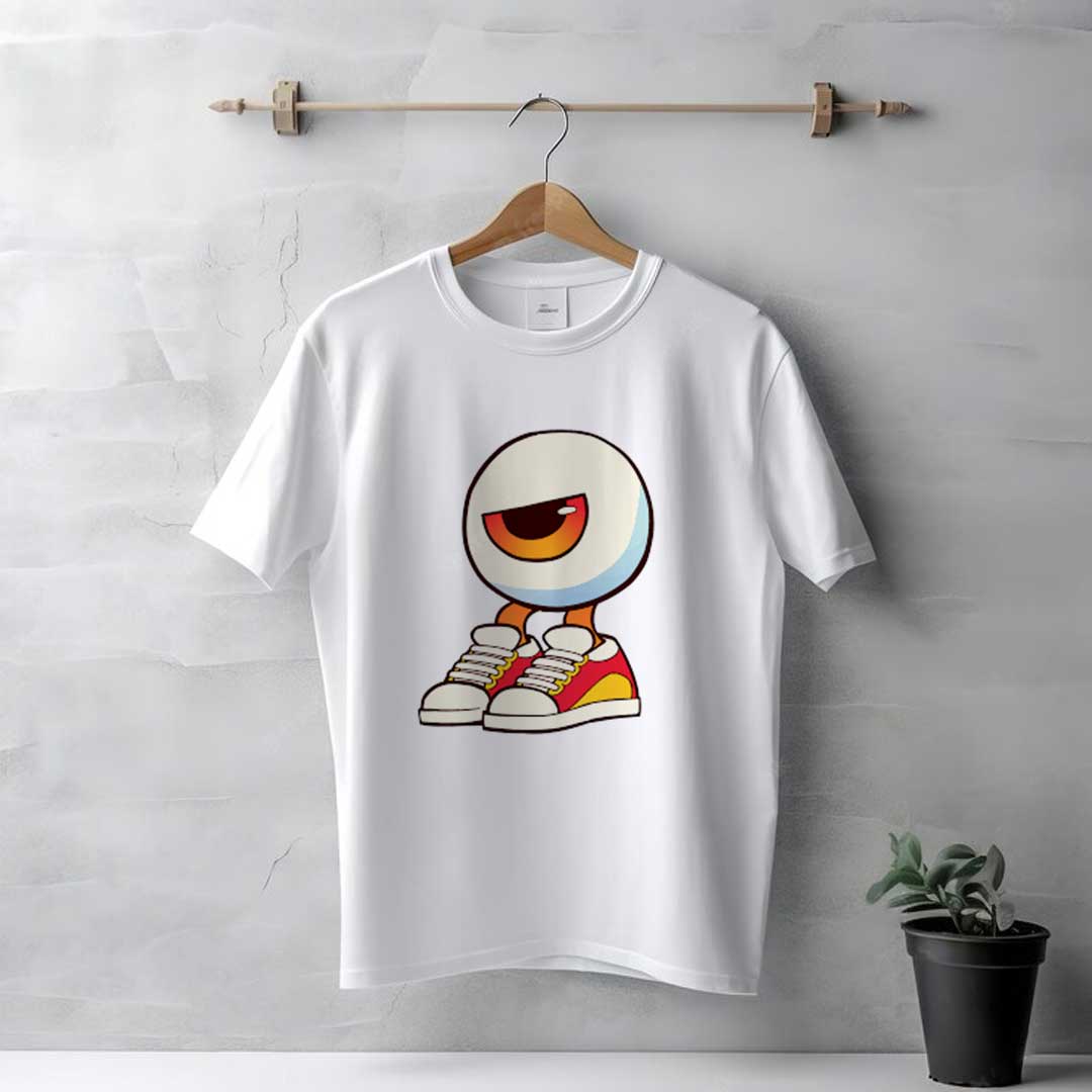 Men's White Cute Face T-Shirt - Image 2