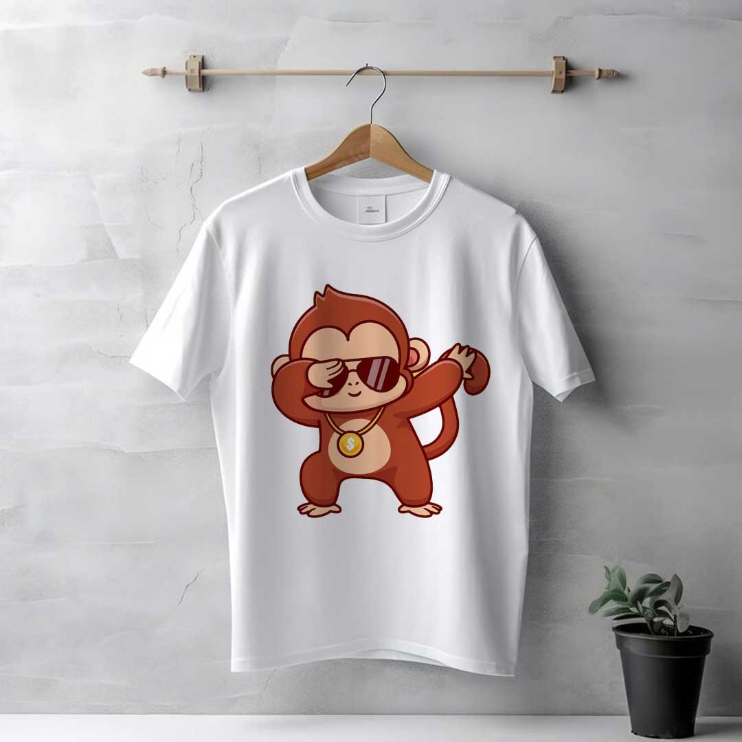 Men's White Dabbing Monkey T-Shirt - Image 2