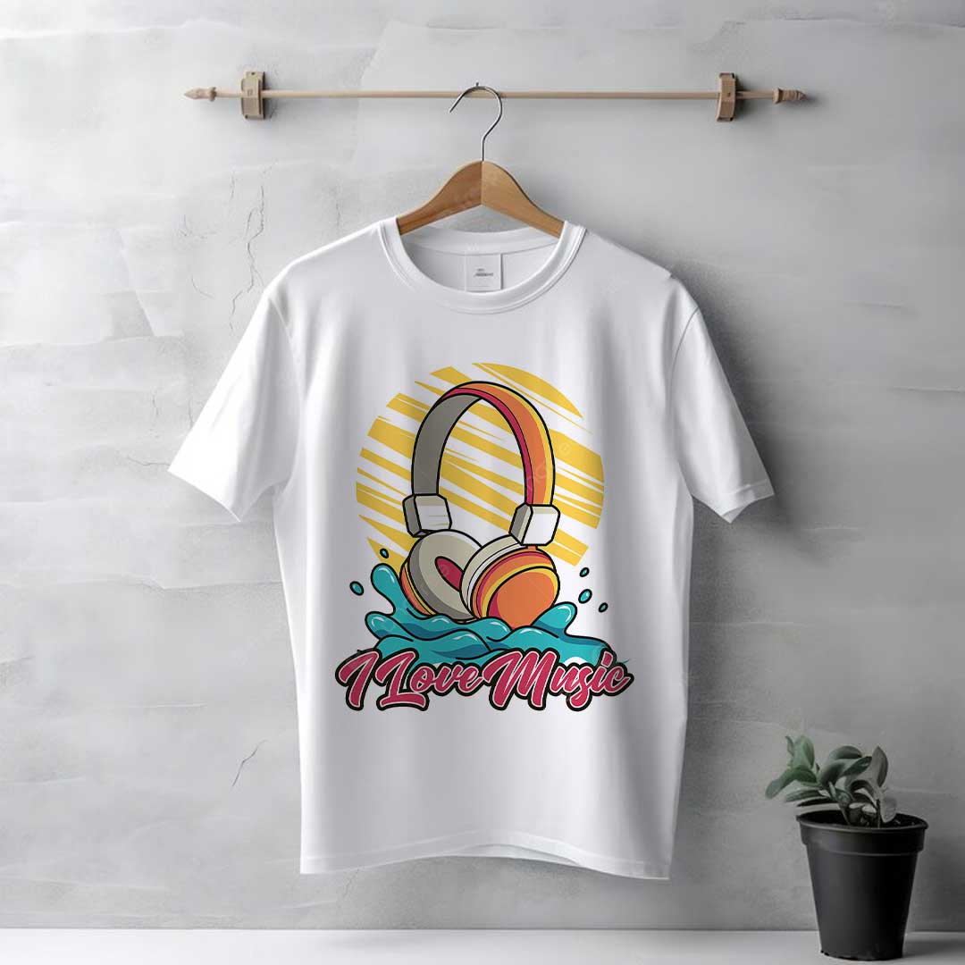 Men's White I Love Music T-Shirt - Image 2