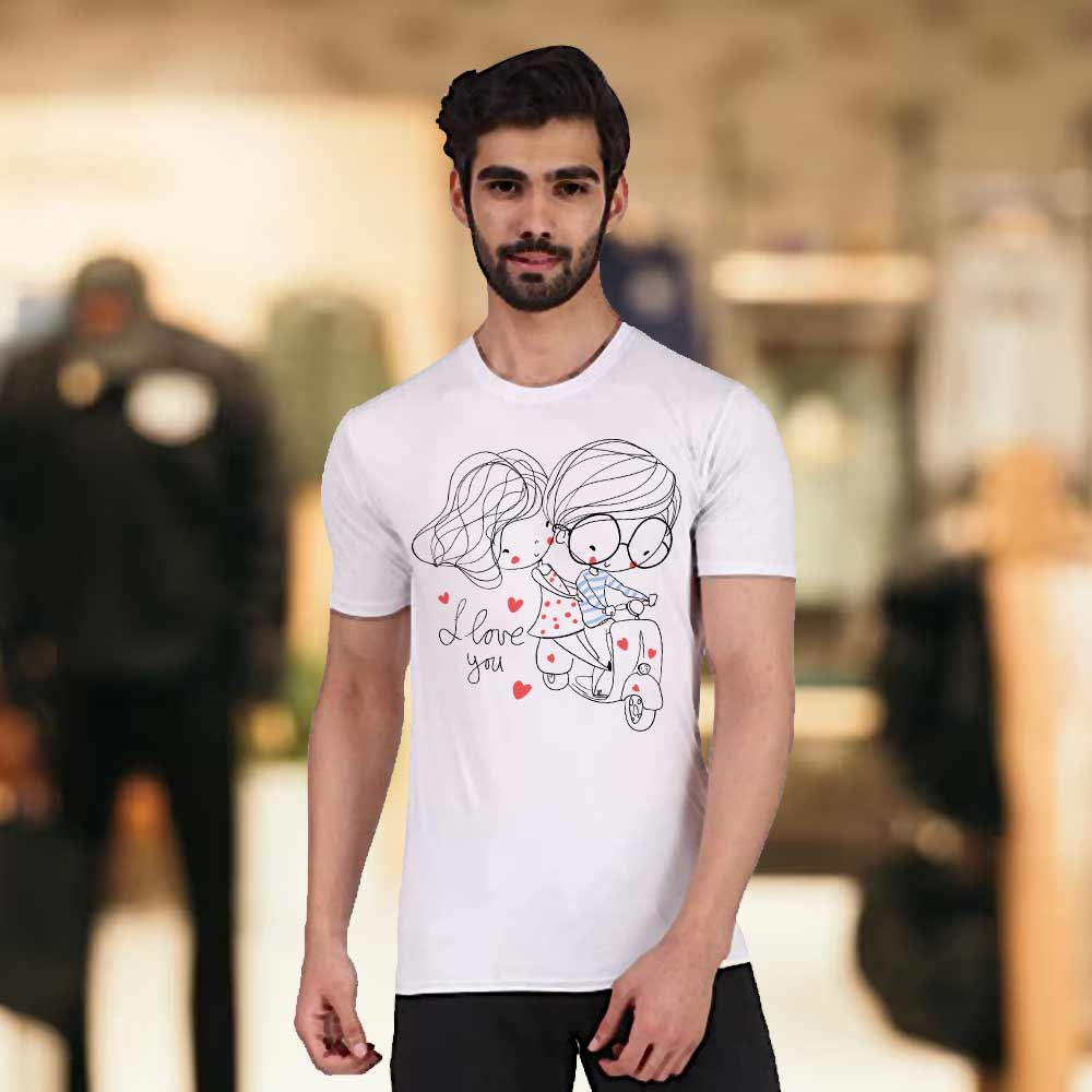 Men's White Loving Couple T-Shirt