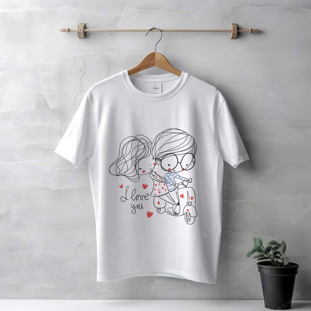 Men's White Loving Couple T-Shirt - Image 2