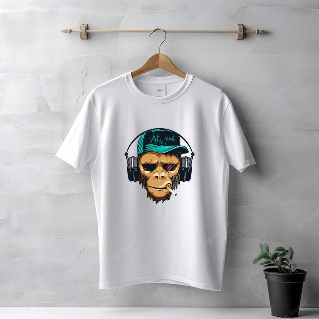 Men's White Monkey Smokes T-Shirt - Image 2