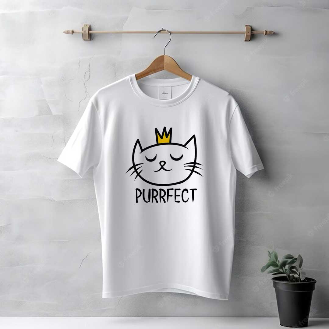 Men's White Purrfect T-Shirt - Image 2