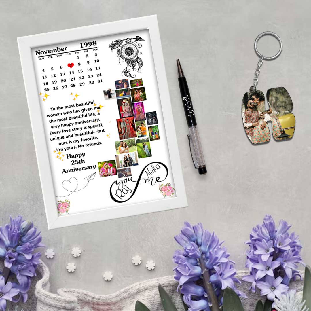 Moon Anniversary Photo Frame, Pen & Keychain Gift Combo - Image 5