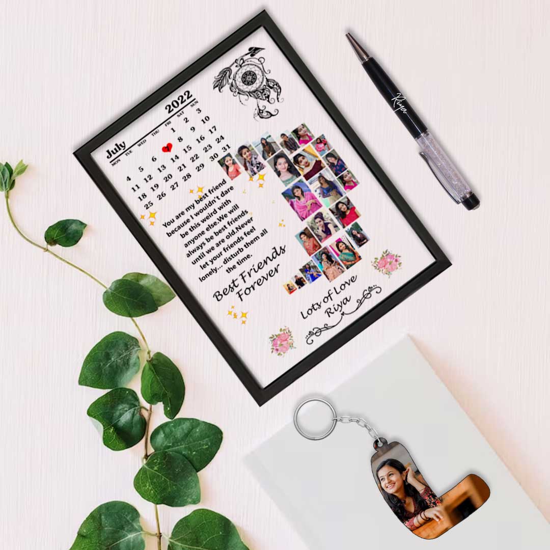 Moon Shape Friends Photo Frame With Pen & Keychain - Image 5