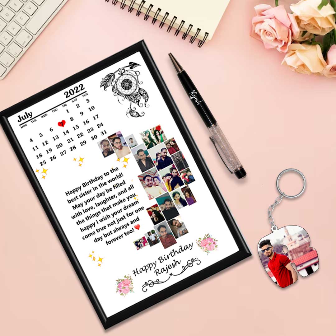 Moon Shape Photo Frame With Pen &amp; Keychain - 8X12 Inch - Image 5