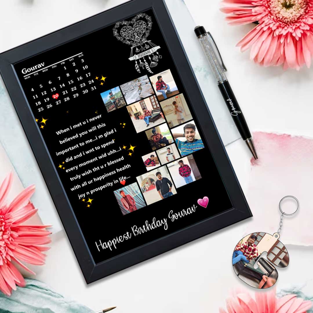 Moon Shape Photo Frame With Pen &amp; Keychain - 8X12 Inch - Image 9