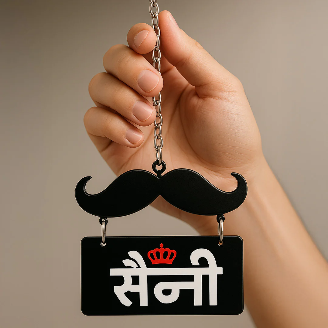Moustache Style Custom Name Car Hanger - Image 3
