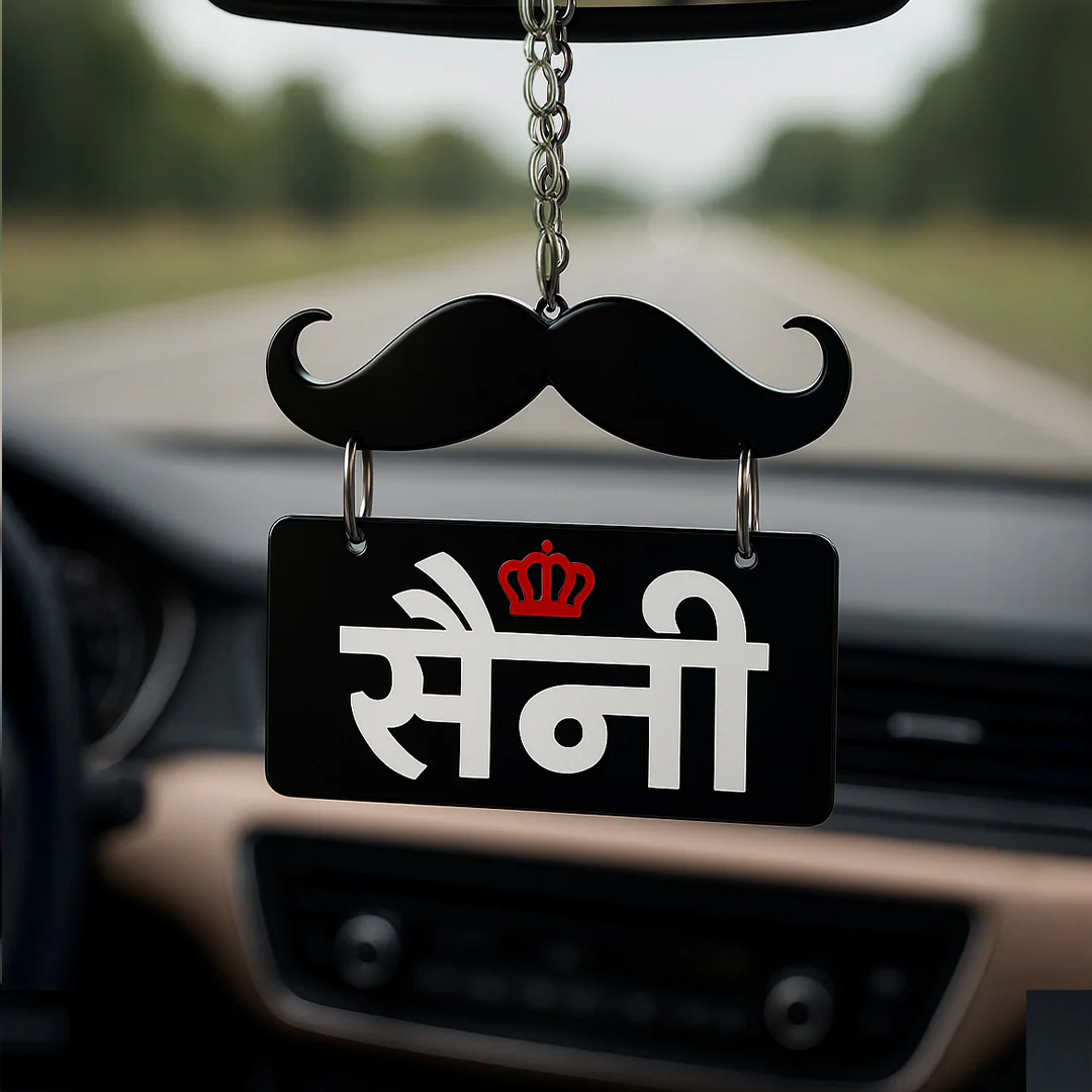 Moustache Style Custom Name Car Hanger - Image 4