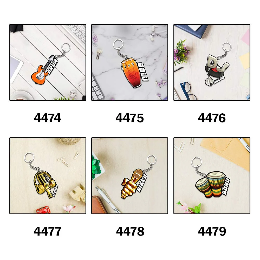 Musical Instrument Keychain Or Keyrings With Name - Image 7
