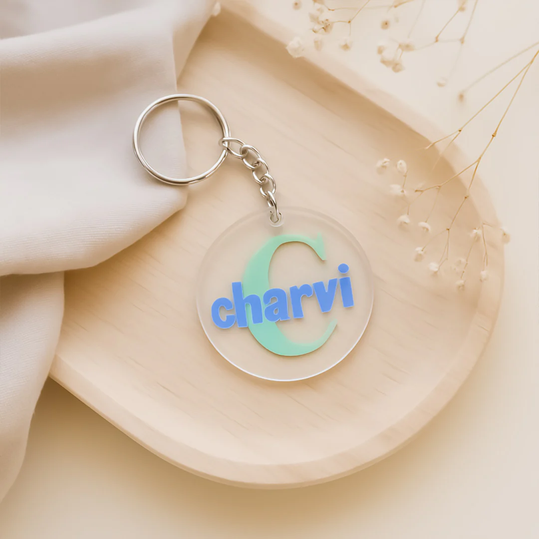 Name & Initial Round Keychain