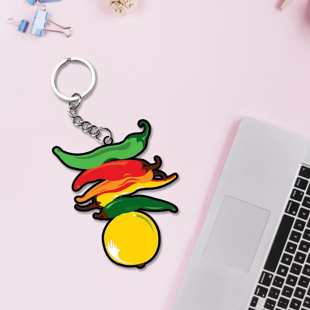 Nimbu Mirchi Keychain | Good Luck Charm Keychain