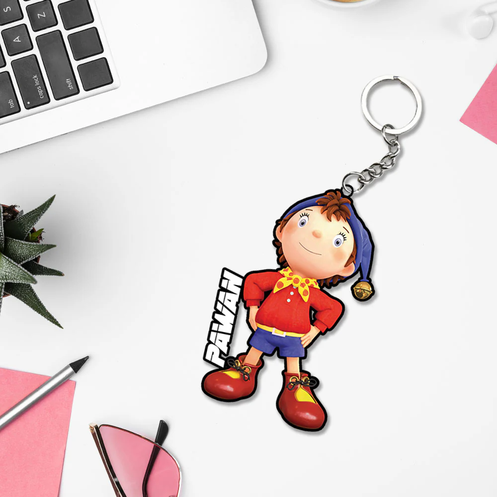 Noddy Cartoon Character Keychain With Name