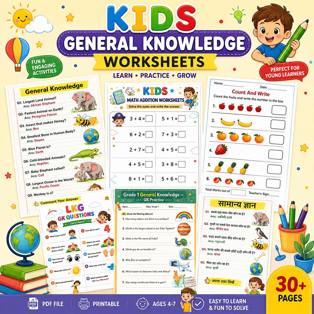 Online Worksheet For Kids Early Learning- Brain & Fun Activities Bundle (3 to 8 years) - Image 17