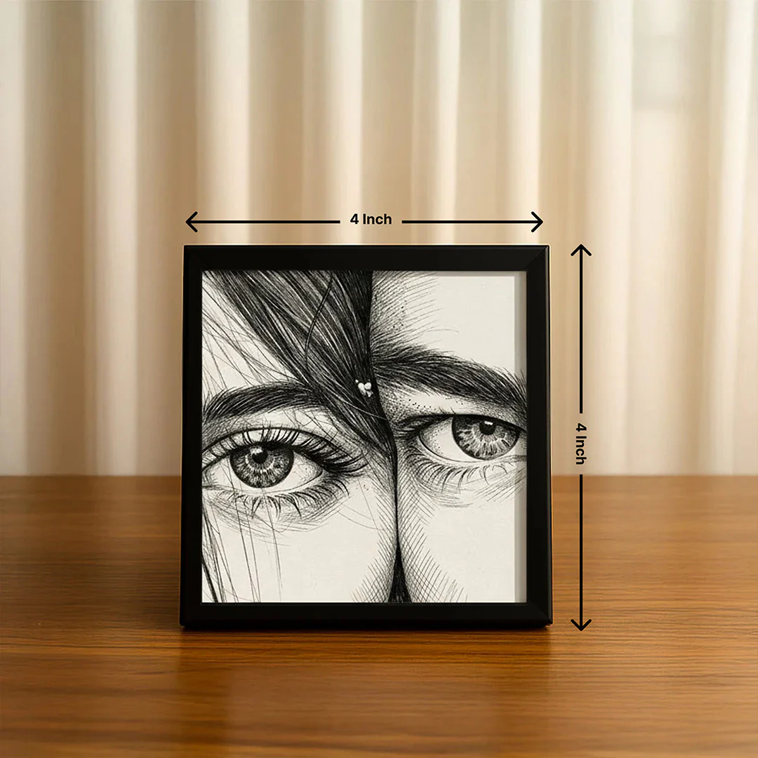 Pencil Sketch Eye Portrait Mini Wall Frame (4×4") - Image 2
