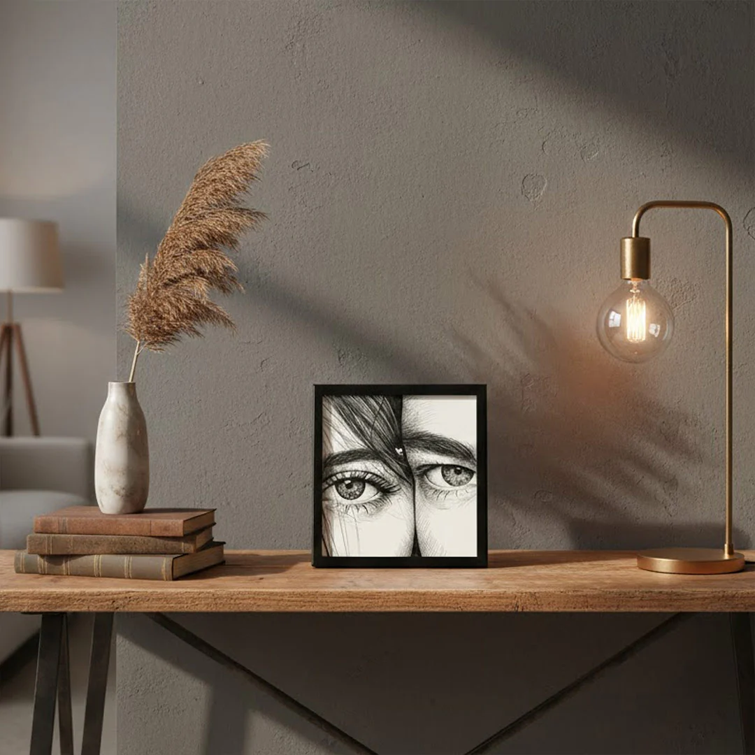 Pencil Sketch Eye Portrait Mini Wall Frame (4×4") - Image 3