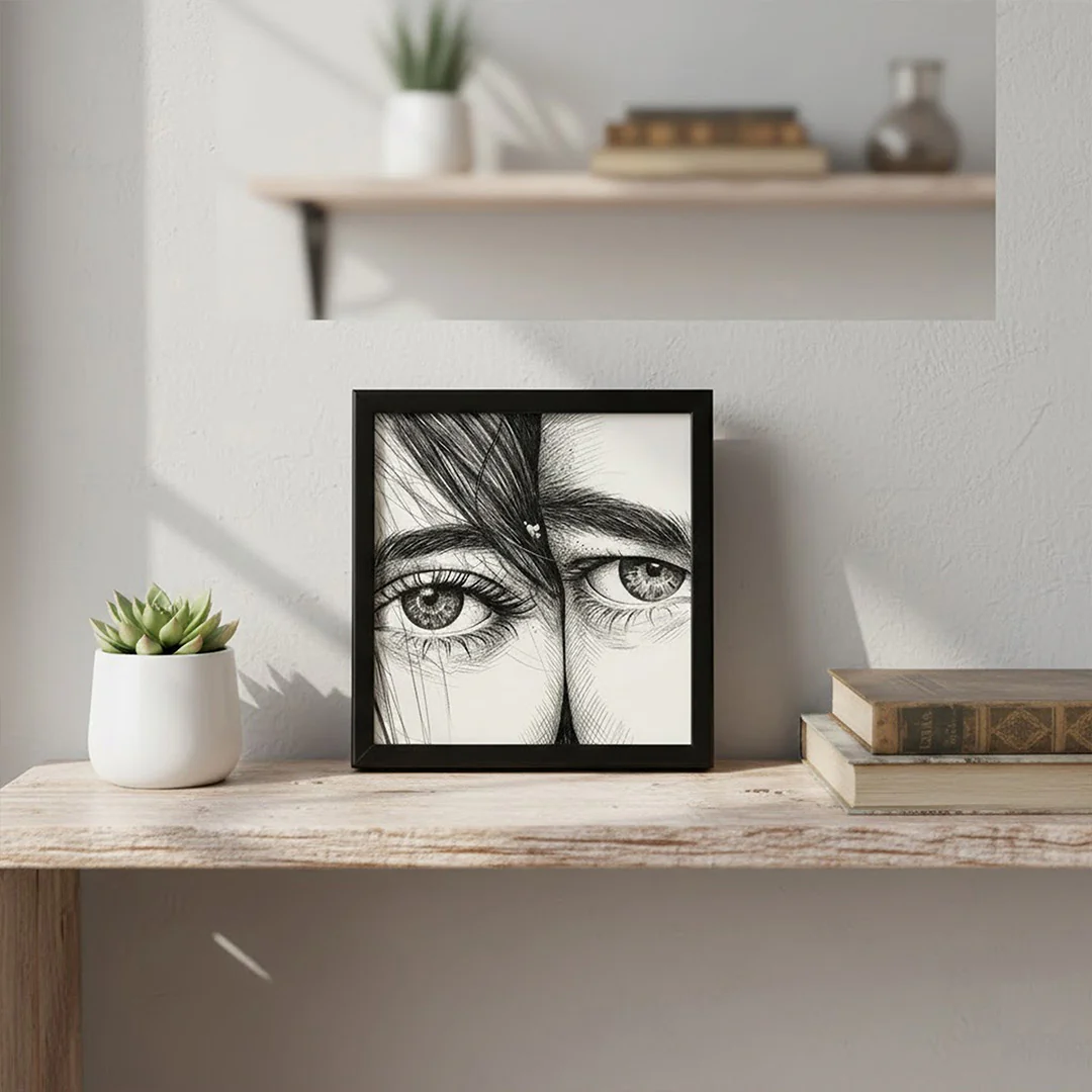 Pencil Sketch Eye Portrait Mini Wall Frame (4×4") - Image 4
