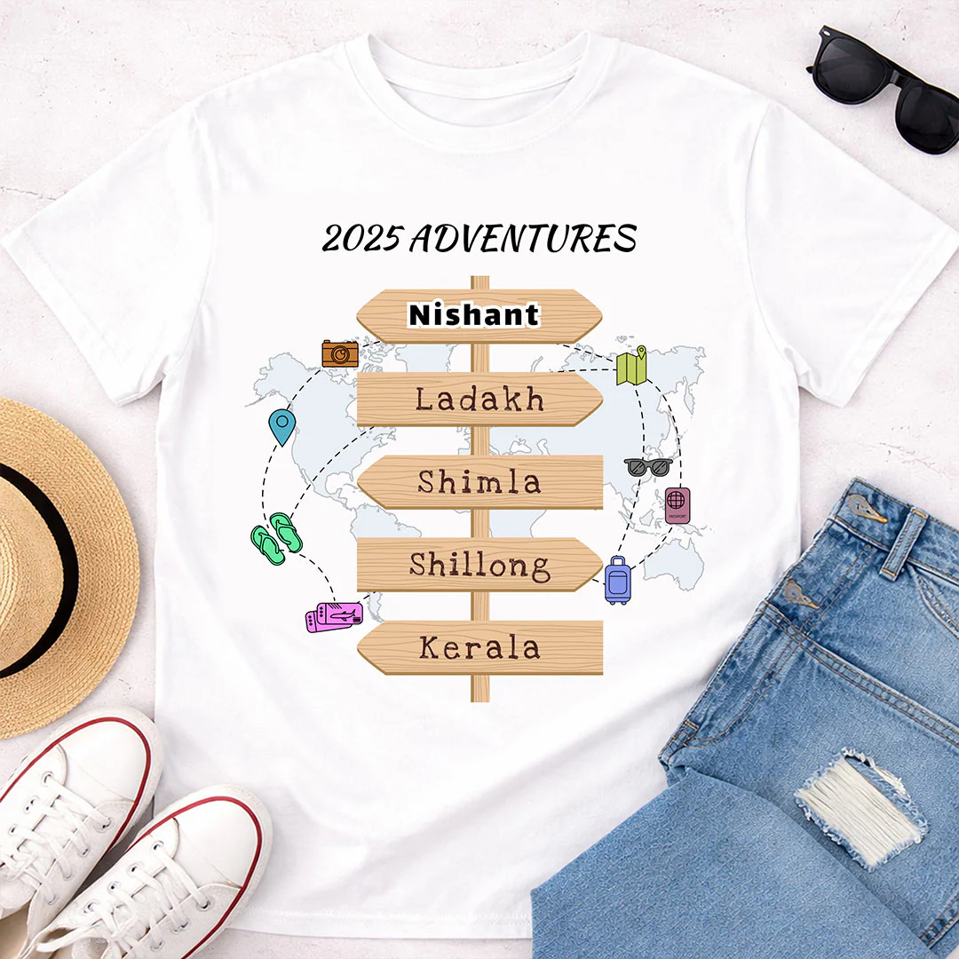 Personalized 2025 Adventures Travel T-Shirt