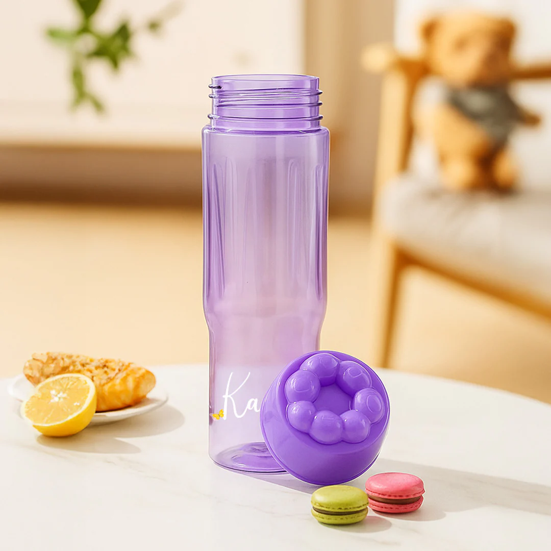 Personalized 3 in 1 Cartoon Tumbler – Purple & White - Image 4