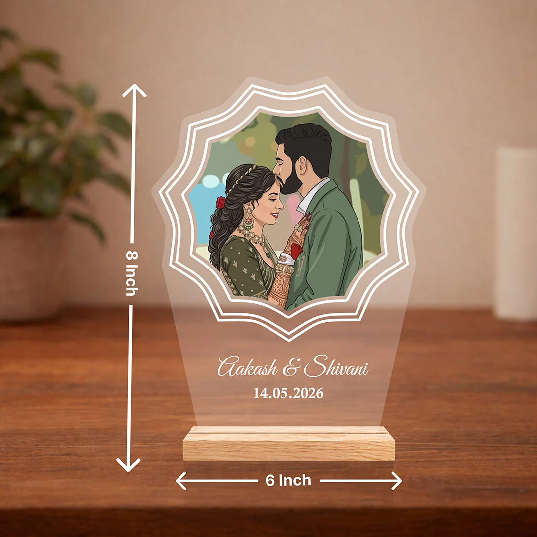 Personalized Acrylic Couple Cartoon Plaque | Romantic Anniversary Gift for Husband, Wife & Couples - 8x6" - Image 2